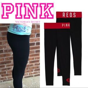 VS PINK SMALL YOGA WORKOUT LEGGINGS REDS TURQUOISE